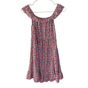 Picapino Girls Floral Off The‎ Shoulder Rayon Dress Pink Blue Size 10
